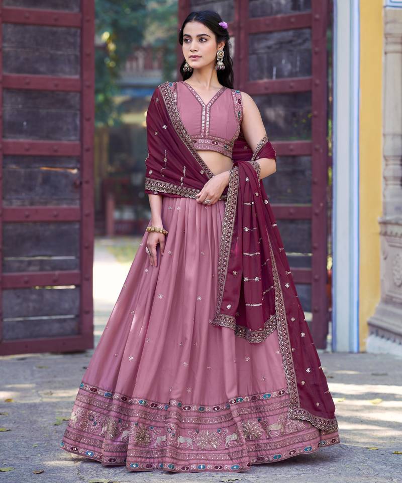 Georgette Sequins and Resham Work Lehenga Choli Set for Wedding & Festivals