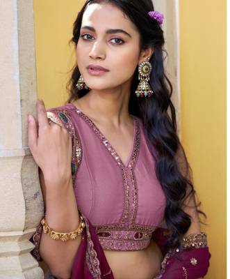 Georgette Sequins and Resham Work Lehenga Choli Set for Wedding & Festivals 2