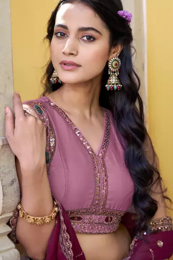 Georgette Sequins and Resham Work Lehenga Choli Set for Wedding & Festivals