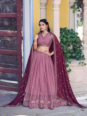 Georgette Sequins and Resham Work Lehenga Choli Set for Wedding & Festivals 4
