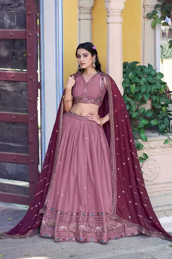 Georgette Sequins and Resham Work Lehenga Choli Set for Wedding & Festivals