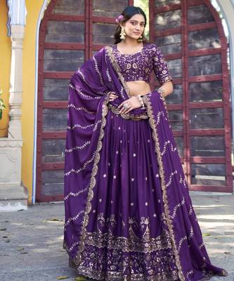 Georgette Sequins and Resham Work Lehenga Choli Set for Wedding & Festivals 1