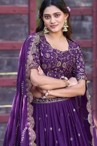 Georgette Sequins and Resham Work Lehenga Choli Set for Wedding & Festivals