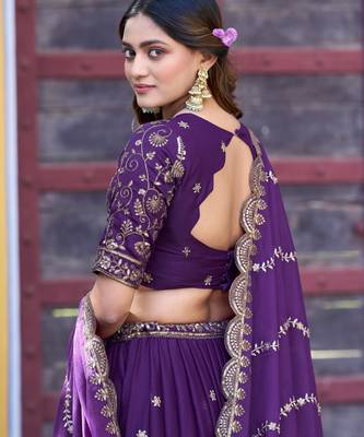 Georgette Sequins and Resham Work Lehenga Choli Set for Wedding & Festivals 3