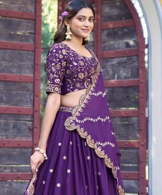 Georgette Sequins and Resham Work Lehenga Choli Set for Wedding & Festivals 4
