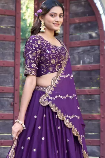 Georgette Sequins and Resham Work Lehenga Choli Set for Wedding & Festivals