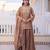 Copper brown ethnic party wear sharara set with golden embroidery dupatta for women