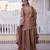 Copper brown ethnic party wear sharara set with golden embroidery dupatta for women