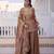 Copper brown ethnic party wear sharara set with golden embroidery dupatta for women