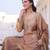 Copper brown ethnic party wear sharara set with golden embroidery dupatta for women