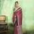 Maroon print modal satin saree for casual & uniform wear
