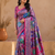 pink digital printed and mirror dola silk saree