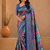 neavy blue digital printed and mirror dola silk saree