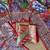 red digital printed and mirror dola silk saree