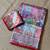 red digital printed and mirror dola silk saree