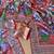 red digital printed and mirror dola silk saree