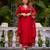 Ruby red embroidered ethnic kurta pant dupatta set for festive & party wear collection