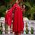 Ruby red embroidered ethnic kurta pant dupatta set for festive & party wear collection