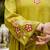 Olive green floral embroidered anarkali kurta pant dupatta set for festive ethnic wear