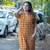 mustard hand printed cotton long kurti
