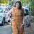 mustard hand printed cotton long kurti