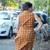 mustard hand printed cotton long kurti