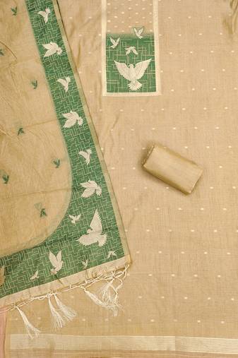 Chiku muga cotton jamdani suit dress material with dupatta