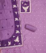 Purple muga cotton jamdani suit dress material with dupatta