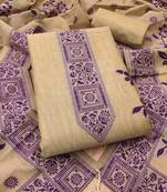 Chikoo jamdani silk blend dress material