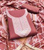 Pink jamdani silk blend dress material