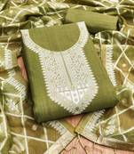 Mehendi jamdani silk blend dress material