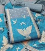 Grey jamdani silk blend dress material