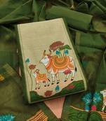 Mehendi jamdani silk blend dress material