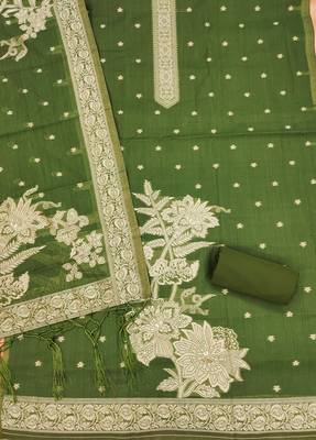 Mehendi jamdani silk blend dress material 3