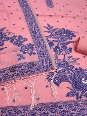 Pink jamdani silk blend dress material 2