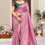 baby pink golden embroidery with dori and sequins silk saree
