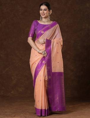 Multi color art silk saree with blouse 2