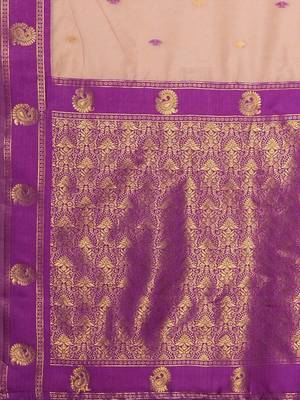 Multi color art silk saree with blouse 5