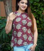 red kalamkari short top