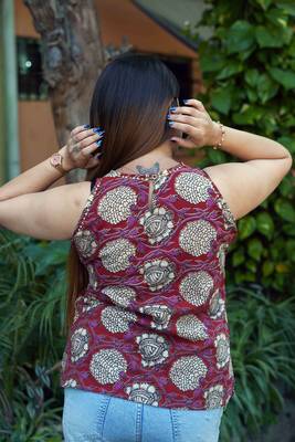 red kalamkari short top 3