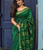 Green art silk saree with blouse