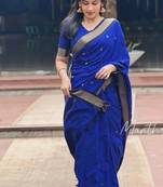 Royal blue art silk saree with blouse