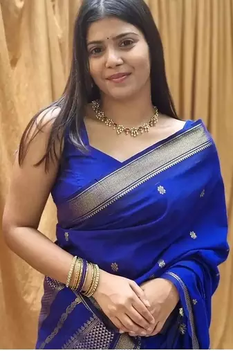 Royal blue art silk saree with blouse