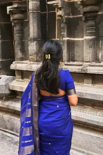 Royal blue art silk saree with blouse