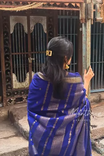 Royal blue art silk saree with blouse