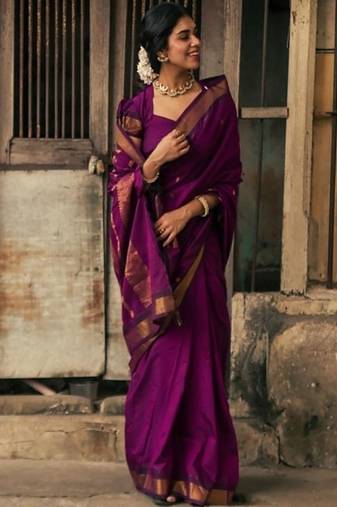 Rani art silk saree with blouse