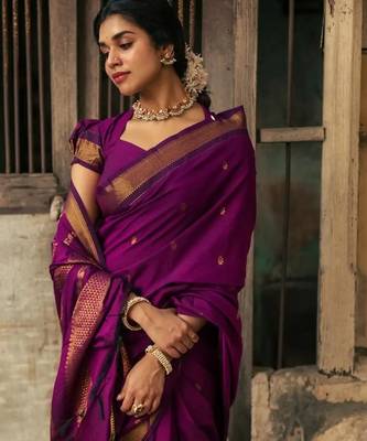 Rani art silk saree with blouse 2