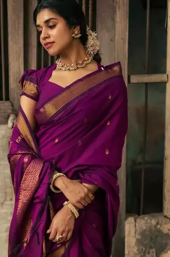 Rani art silk saree with blouse