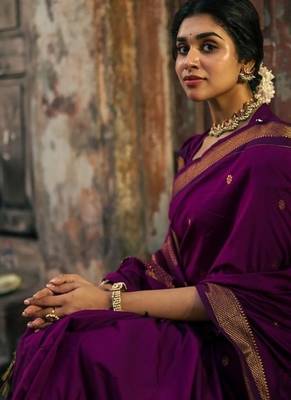 Rani art silk saree with blouse 3