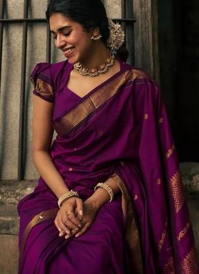 Rani art silk saree with blouse 4